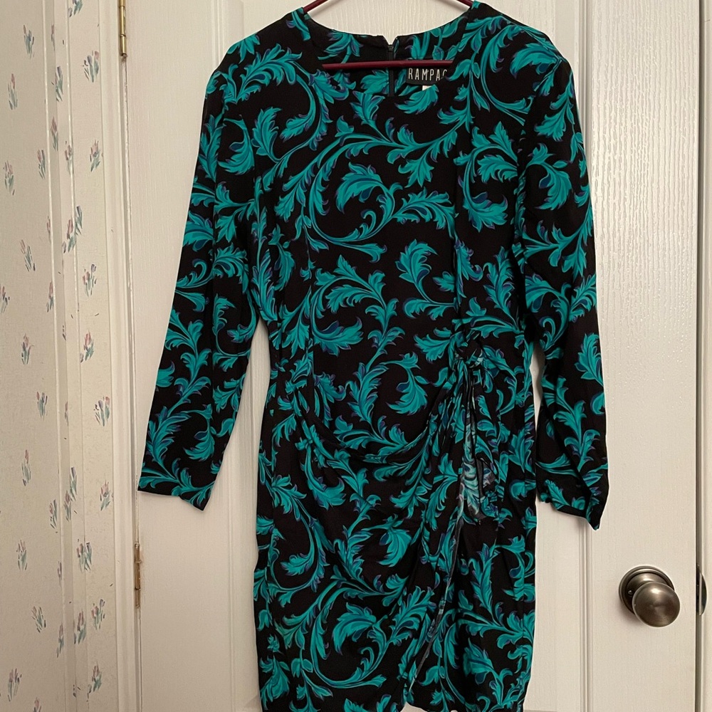 Rampage Teal and Black Long Sleeve Dress